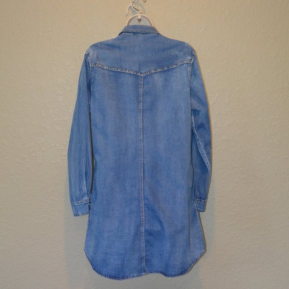 Sz M Chiqle Western Denim Shirt Dress with  Pearl Snaps - Picture 12 of 16